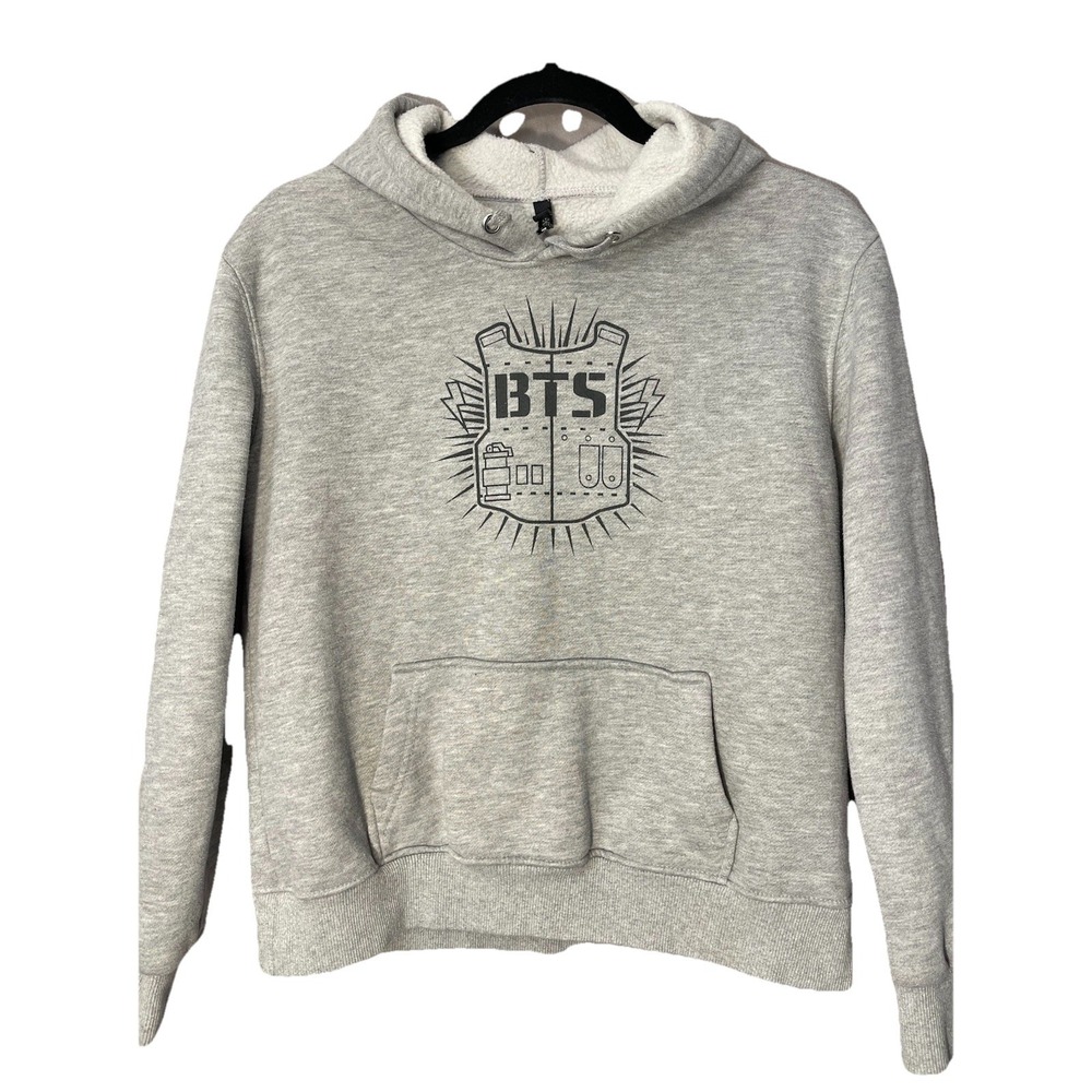 BTS Army K-pop Fandom Hoodie‎ Gray Print On Front & Back Size M